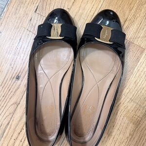 Ferragamo Black Patent Leather Flats size 8